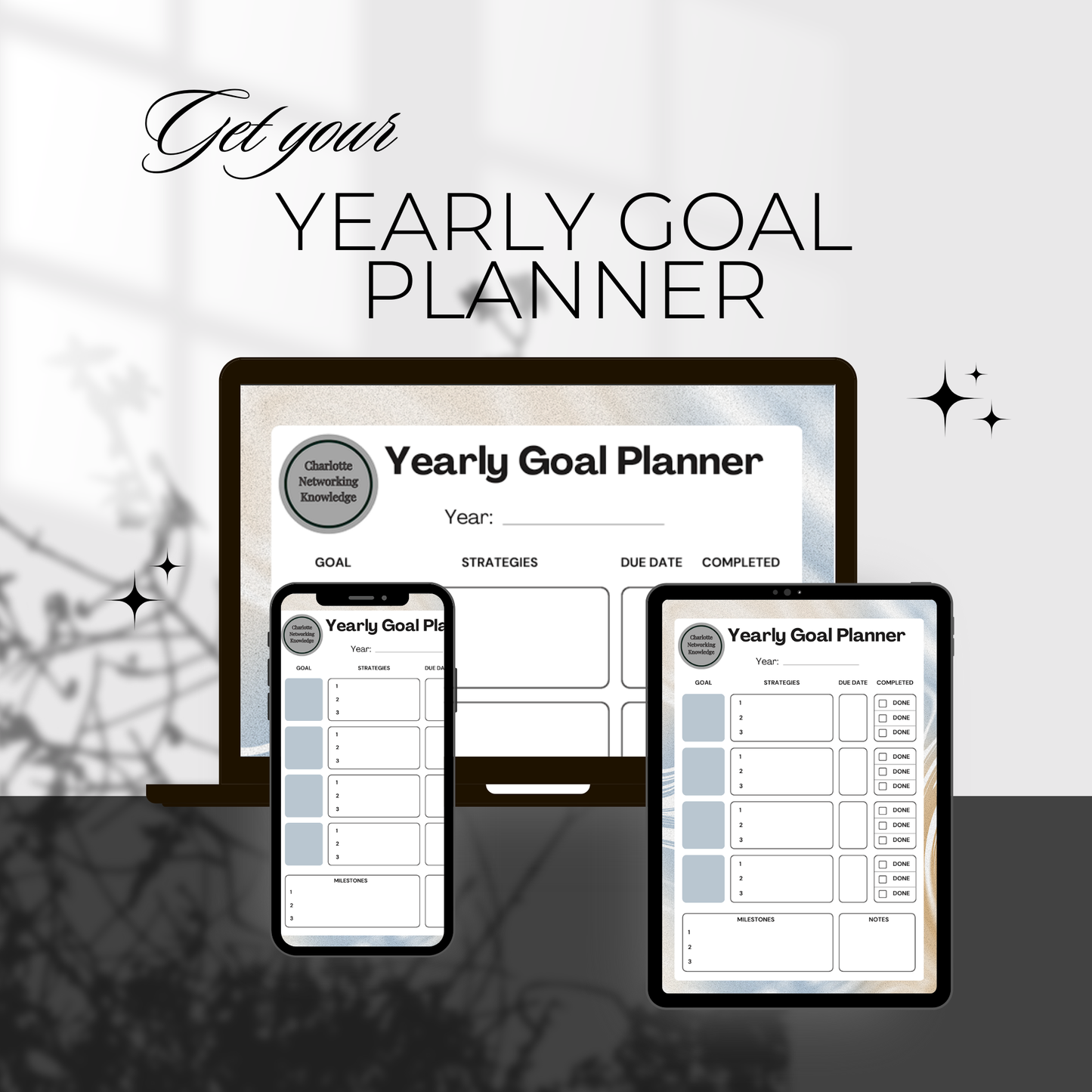 Yearly Goal Planner (Digital Planner)