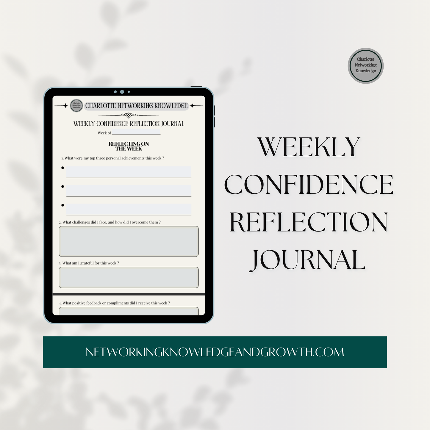 Weekly Confidence Reflection Journal (Digital Journal)